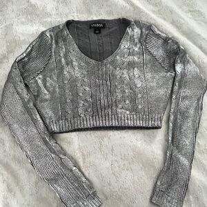 Silver Cropped Sweater